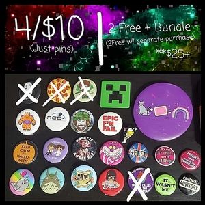 Buttons & Pins! 4/$10 or 2 free w/$25+bundle